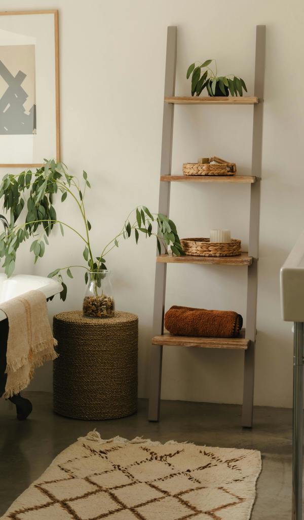 Statement Furniture Florence Ladder Shelf Wooden Shelving Unit Lean-Up Shelf