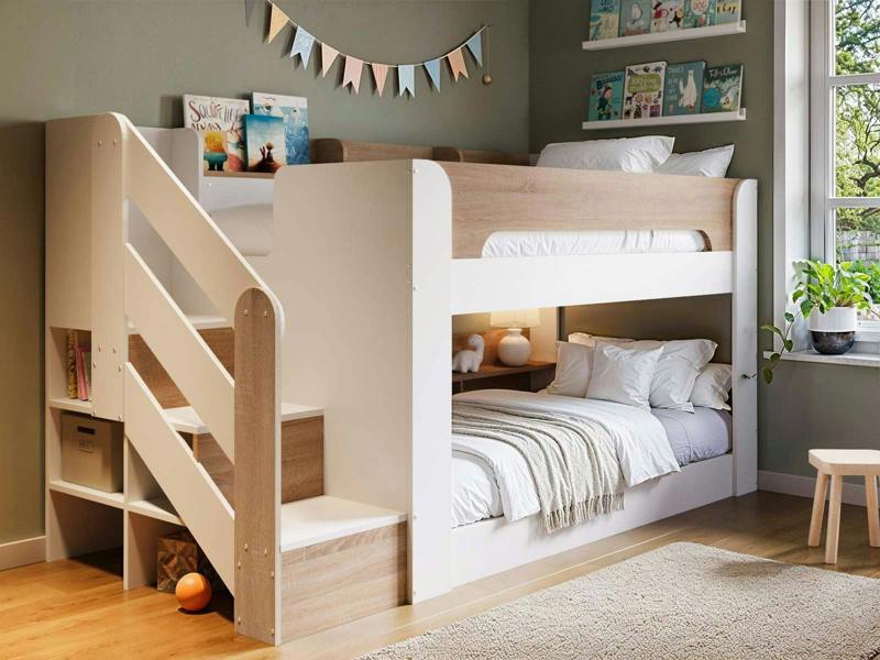 Flair Zeno Staircase Low Bunk with Storage White