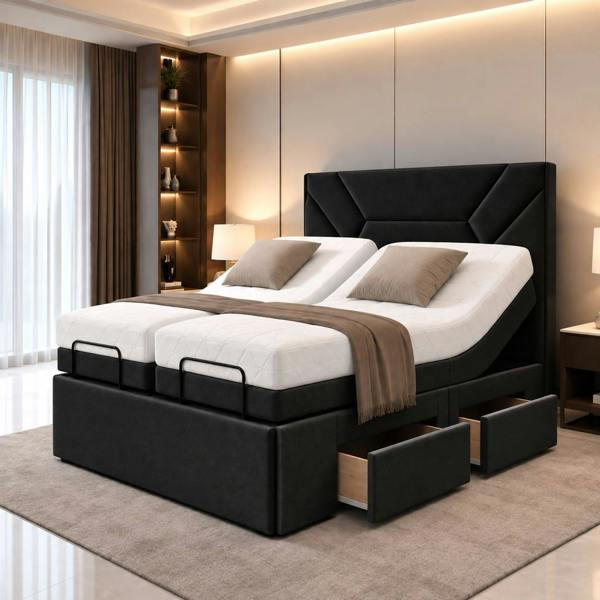 Paradise Beds Luxury Divan Electric Adjustable bed With Memory Mattress + Optional Drawers