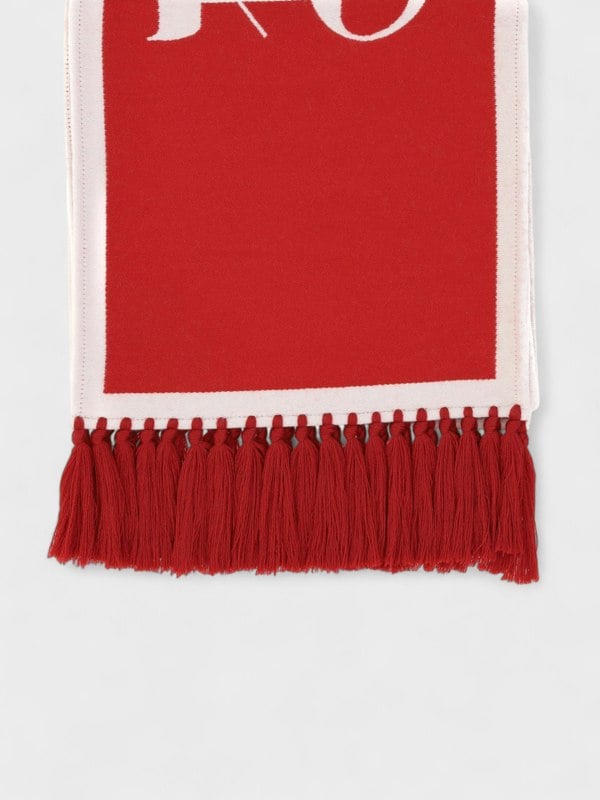 Palm Angels Logo Knitted Scarf  Red  White