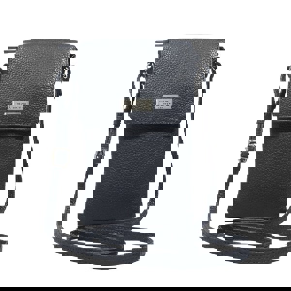 Assots London 'MARIA' Navy Pebble Grain Real Leather Crossbody Phone Bag