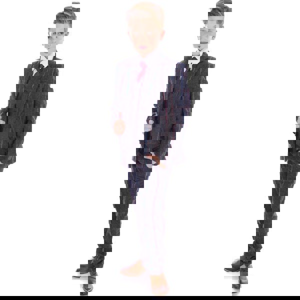 Boy in navy tweed suit