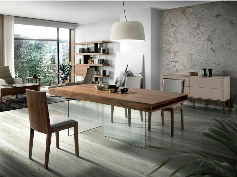 Angel Cerdá Beige and Walnut Wood Sideboard 3074