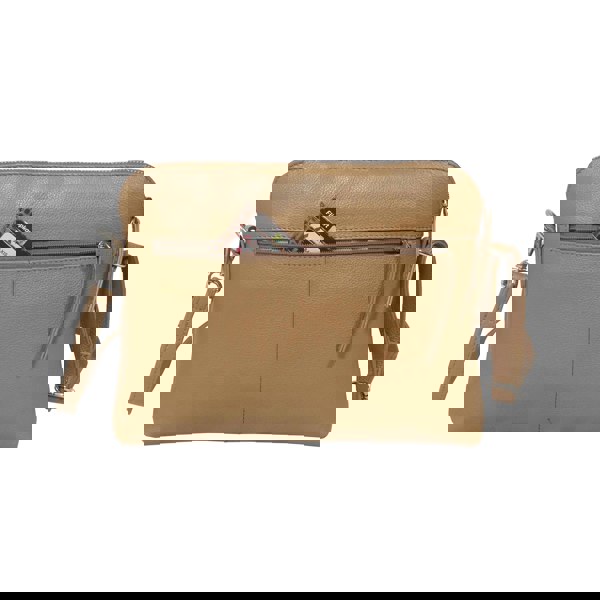 Assots London 'JEAN' Light Tan Real Soft Pebble Grain Leather Crossbody Bag