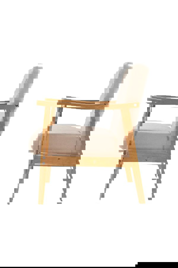 Living and Home Beige Modern Wood Frame Upholstered Armchair