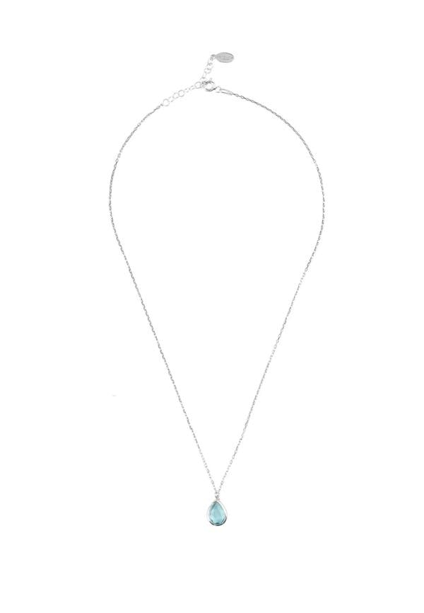 Pisa Mini Teardrop Necklace Silver Blue Topaz - LATELITA Necklaces