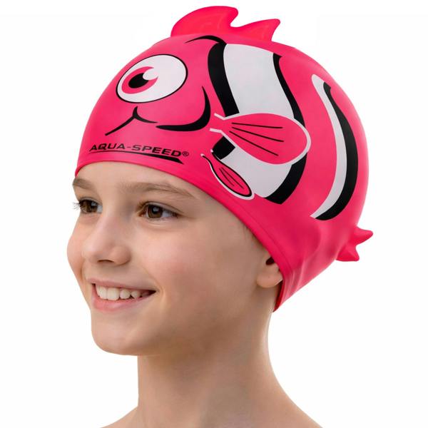 Aqua Speed Boys Nemo Patterned Swimming Cap | Silicone 3D Print Easy Fit Swim Cap for Kids