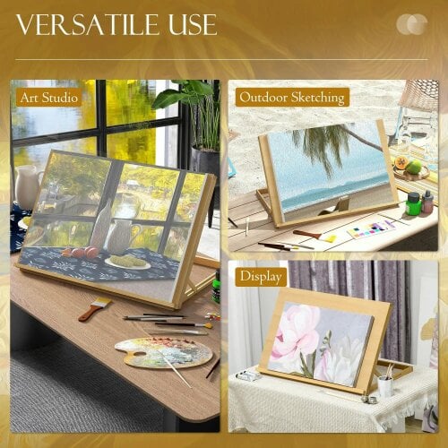 Bobobiy Desktop Table A2 Easel Craft Workstation, Adjustable Beechwood Table Top Easel, Portable Folding Artist Drawing & Sketching Board for Adults