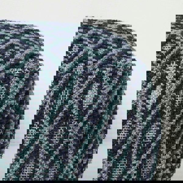 HOMESCAPES Tula Handwoven Textured Navy & Teal Pouffe Bean Cube