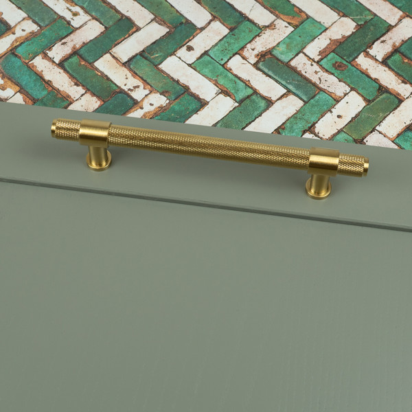 Handle & Home Satin Brass Knurled Handles with Clasp Detailing
