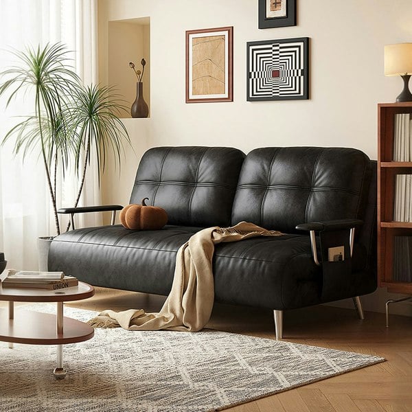 O'Reilly Single Seater Sofa Bed, Brown Leather-Rit Concept-Rit Concept