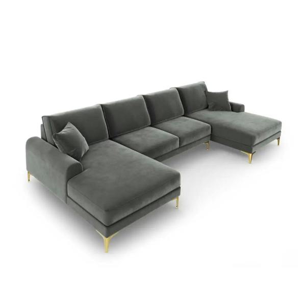 Snug Furniture Monroe Plush U-Shaped Corner Sofa with Gold Legs