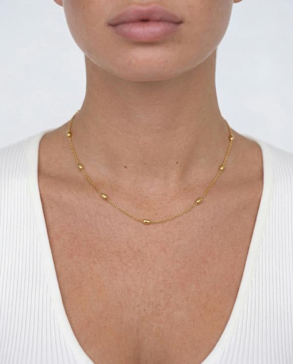 Elk & Bloom Dainty 14K Gold Beaded Choker Necklace