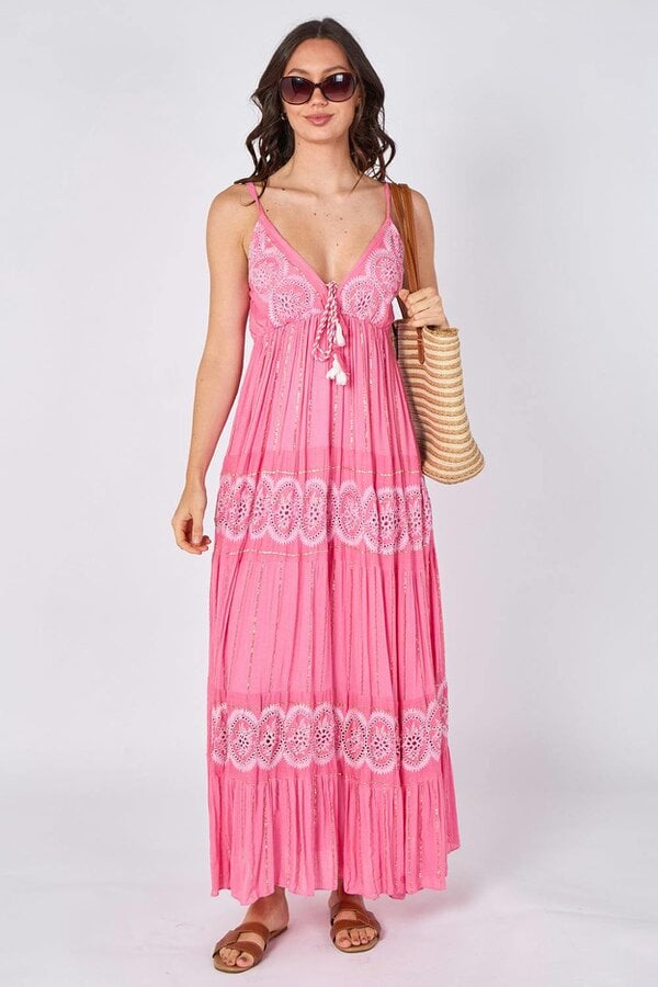 Lace Detail Boho Maxi Dress