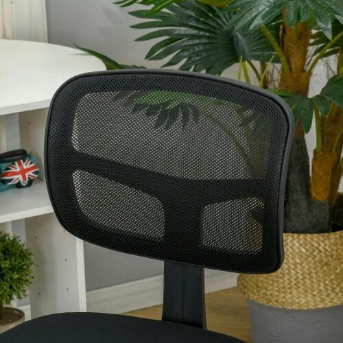 Bobobiy Small Office Chair without Arms, Ergonomic Swivel Mesh Desk Chair with Curved Back and Wheels, Holds Up to 120 kg