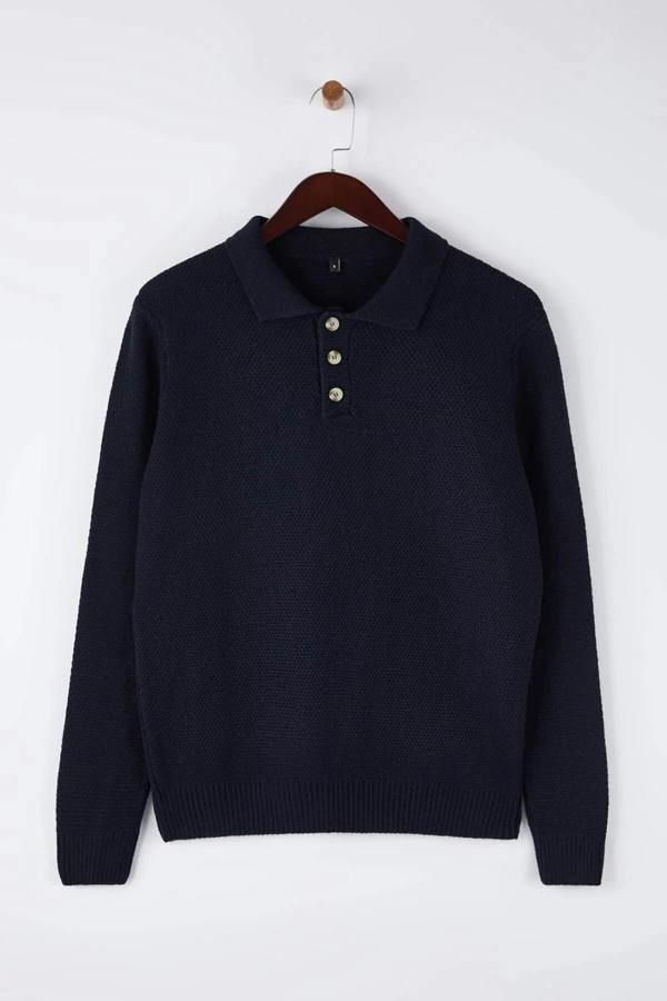 WOVCOR Regular Polo Collar Buttoned Men's Sweater