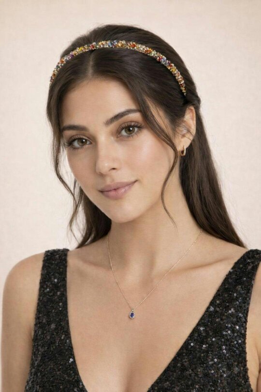 SVNX Two Tone Crystal Beaded Headband in Multi