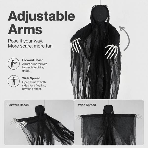 Yezi Halloween Decorations Grim Reaper 130cm Black Polyester Foam
