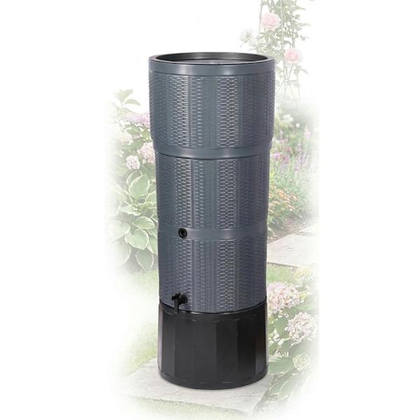 150L Extra Large Premium Rattan Wicker Effect Water Butt With Stand, Tap, Rain Diverter & Lid Decorative Outdoor Water Storage Tank