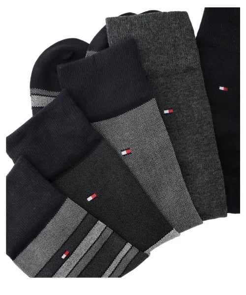 Tommy Hilfiger Men's Black & Grey 5 Pack Socks Gift Set Tin - Size 6-11 UK (Mixed Styles, Black & Greys)