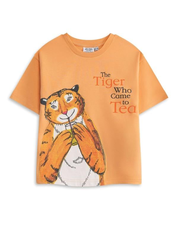 Vanilla Underground The Tiger Who Came To Tea Boys Orange Multi Character Short Sleeved T-Shirt