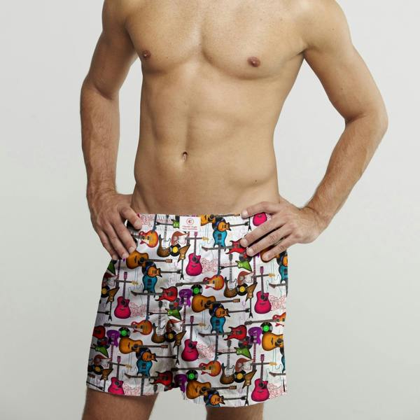 GUITAR COTTON POPLIN PRINT BOXER SHORTS – Premium Men's Patterned Shirt by Claudio Lugli | Bold Design, Tailored Fit, Best Printed Shirts