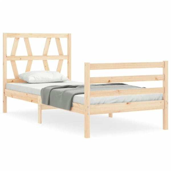 Berkfield Bed Frame with Headboard Small Single Solid Wood