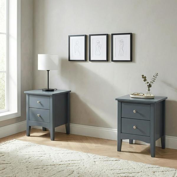 Core Products Set of 2 Como White Shaker 2-Drawer Bedside Cabinets