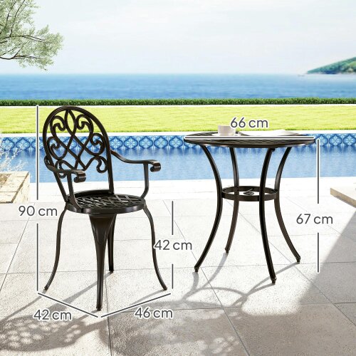 Wyld Haus Ninette Aluminium Black 3 Piece Garden Bistro Set