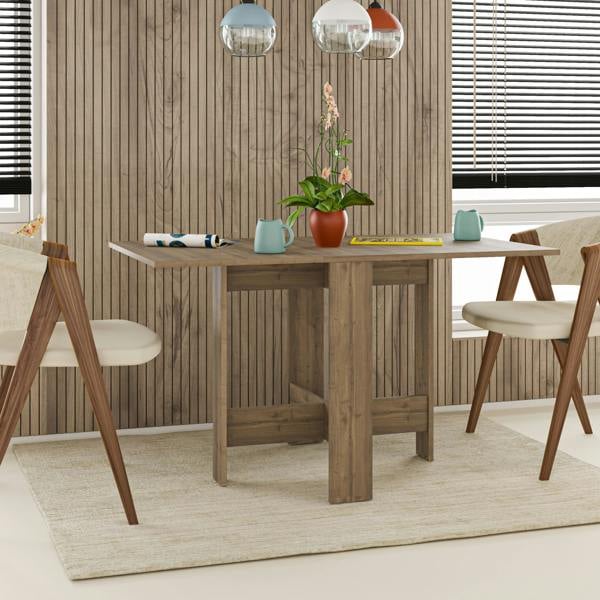 Decortie Modern Artemio Foldable Table Dark Oak Effect Rectangular Engineered Wood Folding Table 130(W)x76(D)x73.4(H)cm Kitchen