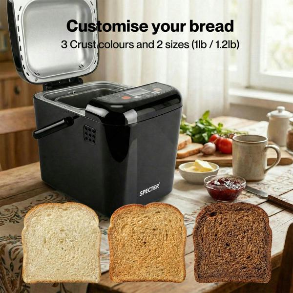 Spector 19 in 1 Bread Maker 1.2LB Bread Machine Low Noise 500W Timer Non Stick