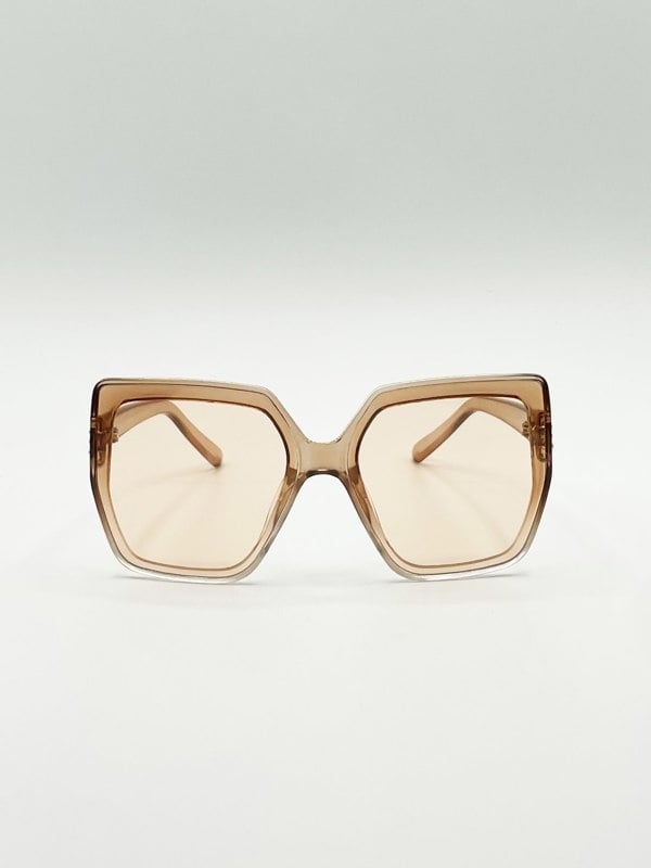SVNX Oversize Cateye Sunglasses with Diamante Detail in Champagne