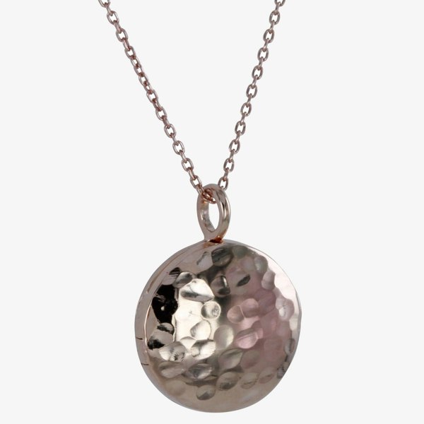 Kitty Hammered Sterling Silver Locket - Reeves & Reeves