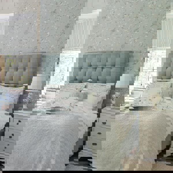 Laura Ashley Elderwood Wallpaper - Duck Egg Blue - 10m