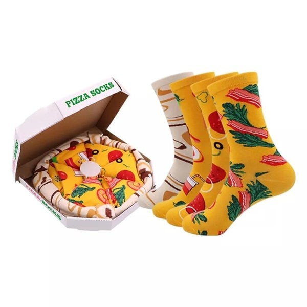 Anysox Anyfootwear 5 pairs Multi-color Size 5-11 Fashion Socks With Pizza Happy Harajuku Skate Cotton Comfortable To Wear Perfect For Christmas Gift