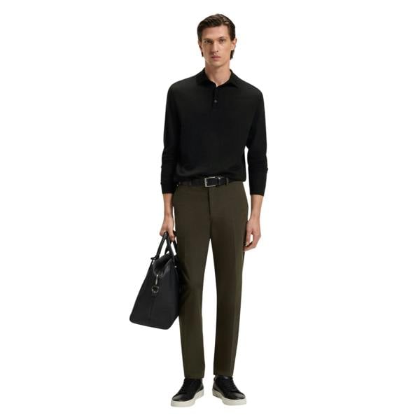 Boss Mens Lanciomne Long-Sleeved Polo Shirt - Black - 