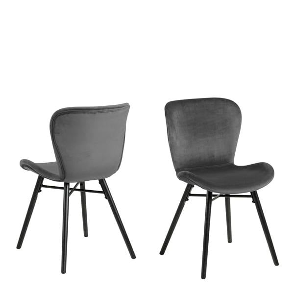 Furniture To Go Corby Round Dining Table with White Polished Marble Top & Black Base includes 4 Batilda Dining Chairs in Dark Grey