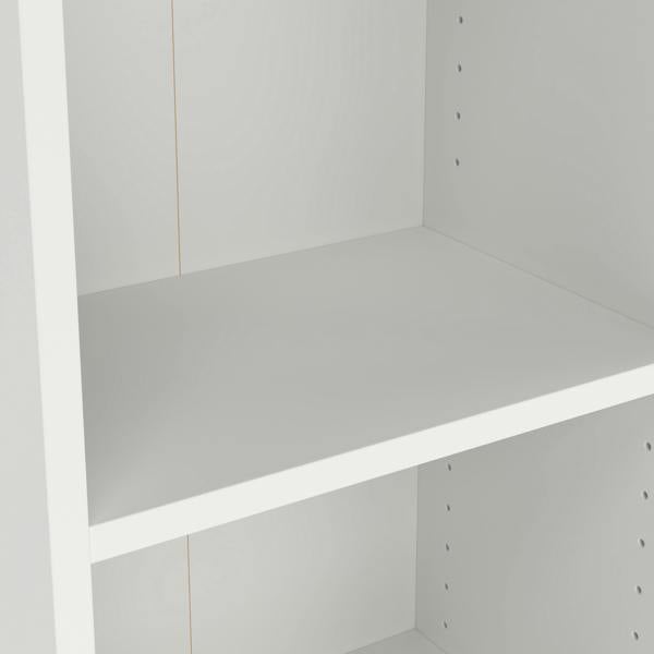 Furniture To Go Basic Tall Narrow Combination Storage Bookcase in White (4 Shelves) with Glass White Door