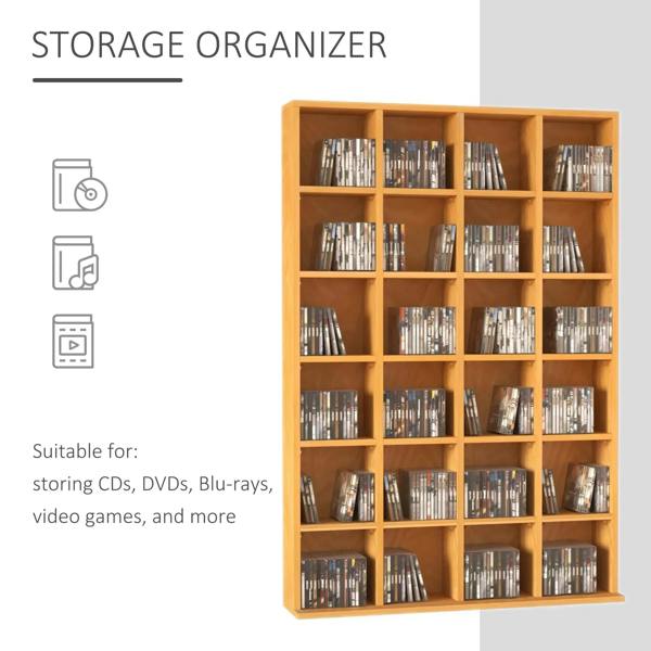 Beech wood CD storage cabinet with open shelves for CDs, DVDs, Blu-rays
