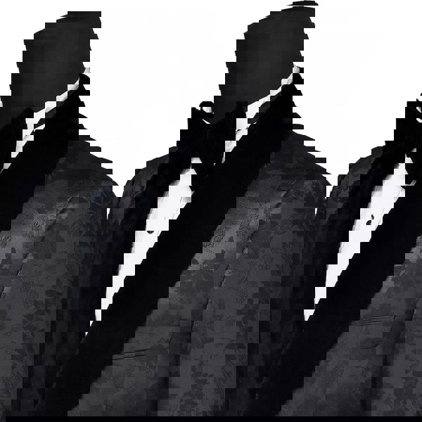 David WeJ Atticus Double Breasted Jacquard Velvet Shawl Lapel Tuxedo- Black