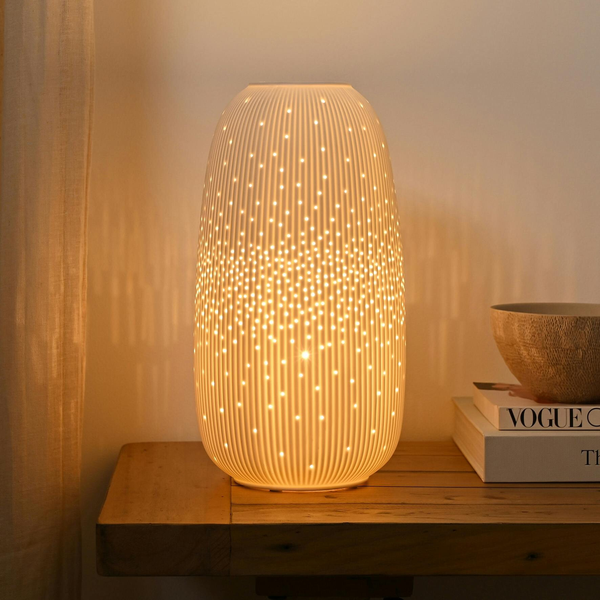 Hestia White Tall Ribbed Table Lamp