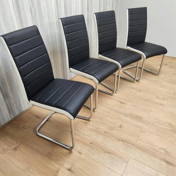 Kosy Koala Dining Chairs Set of 4 Black Faux Leather Kitchen Chairs Dining Room Furniture