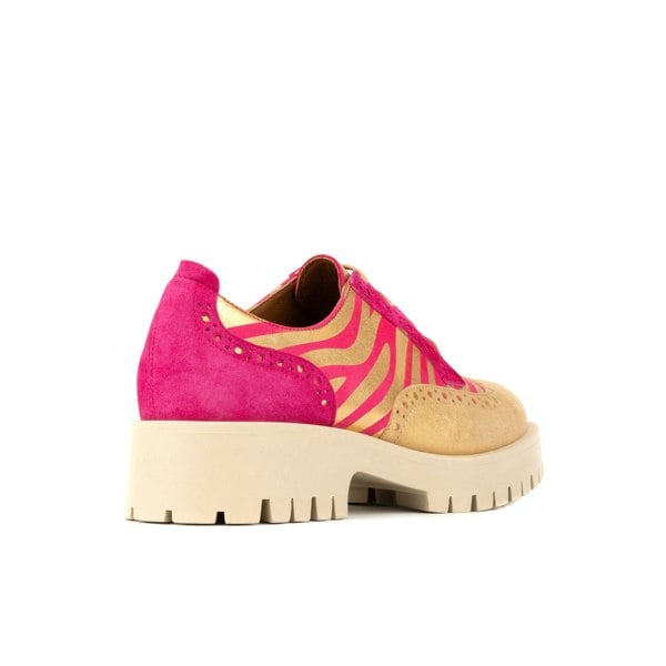 Embassy London Artisan - Pink & Gold Stripes - Women's leather lace-up shoe with brogue detailing