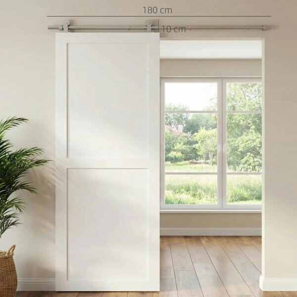 Sliding Door Hardware Kit Smooth Quiet 304 Stainless Steel for 180cm Track Sliver Tone