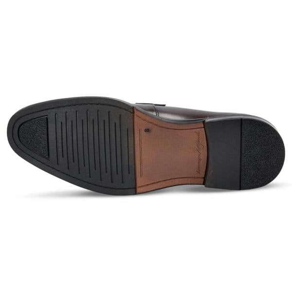 Paul Andrew Ted - Men's Brown Classic Moc Toe Leather Penny Loafers