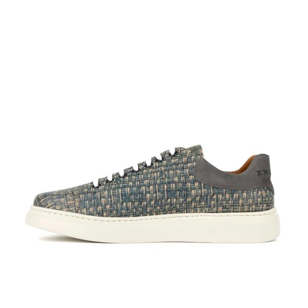 Embassy London Sun City - Aqua Print - Men's Woven Leather & Suede Trainer