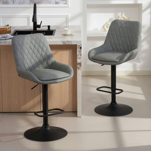 Wyld Haus Taraneno Set Of 2 Light Grey Faux Leather Retro Bar Chairs