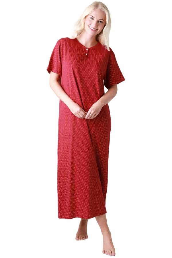 Camille Womens 100% Organic Cotton Classic Full Length Short Sleeved Nightdress