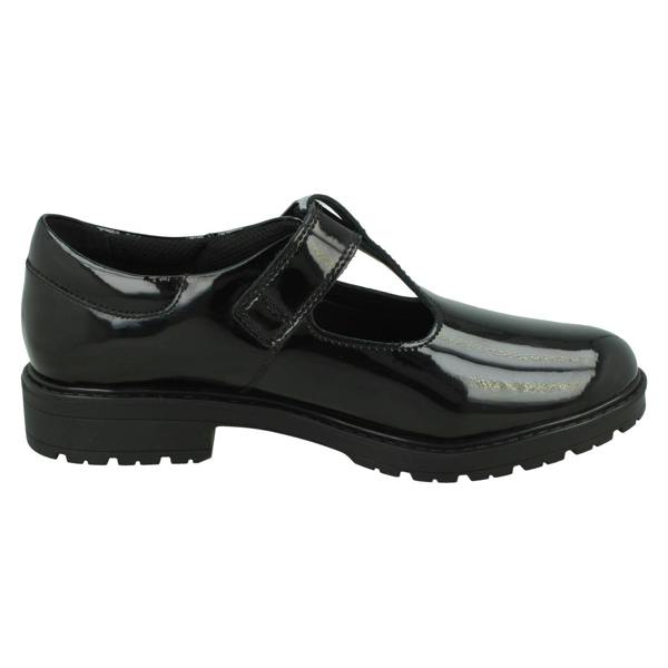 Clarks Girls Clarks Faux Buckle T-Bar School Shoes Loxham Bar Y