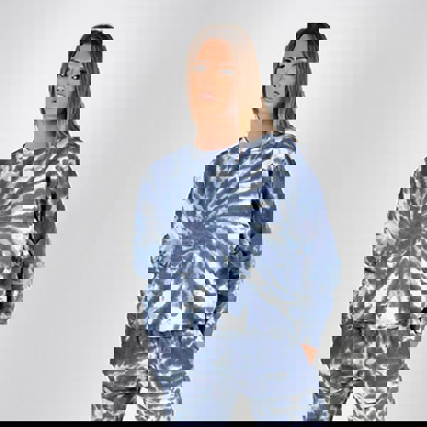 Wellworth Blue Tie Dye Sweatshirt Womens Comfy Casual Pullover Soft Jumper